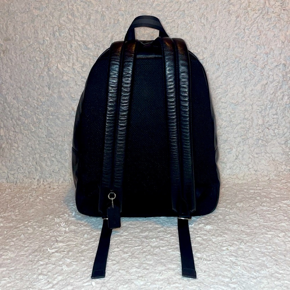Coach Charles Large Leather Unisex Backpack BookBag in Black F54786 - Picture 11 of 17